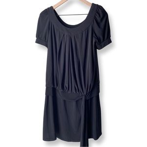 R&M Richards Tie-Front Short Sleeve Black Dress
